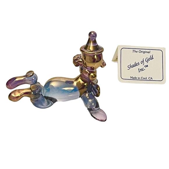24k Shades Of Gold CLOWN FIGURINE 3" Art Glass One Of A Kind Sculpture + Tag - Picture 4 of 9